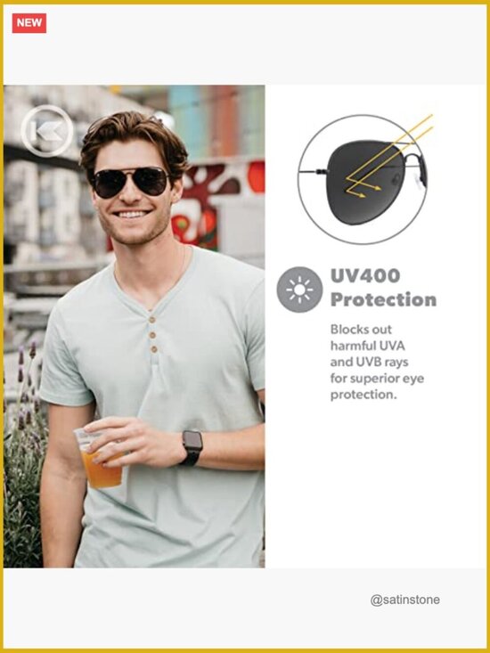 Polarized Aviator Sunglasses with UV400 Protection, Metal Frame main image 5